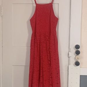 Kinzie Red Lace Midi Dress Medium